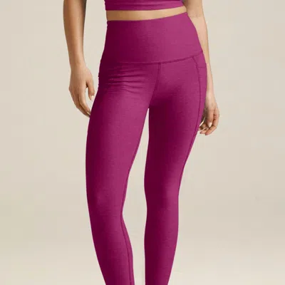 Beyond Yoga Spacedye Out Of Pocket High Waisted Midi Legging In Magenta Heather In Pink