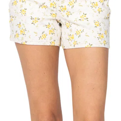 Judy Blue Flower Print Mid-rise Shorts In Multi In White