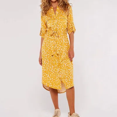 Apricot Karen Drawstring Safari Shirt Dress In Yellow