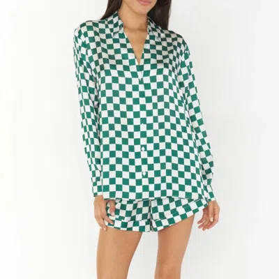 Show Me Your Mumu Early Riser Pj Set In Green Check