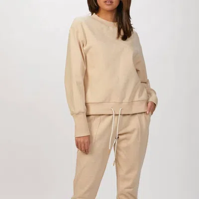 Varley Edith Rib Pique Sweat In Sand In Brown