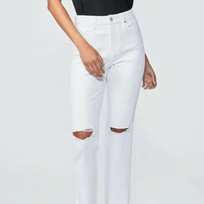Paige Noella High Rise Jeans In Soft Ecru Destructed In White