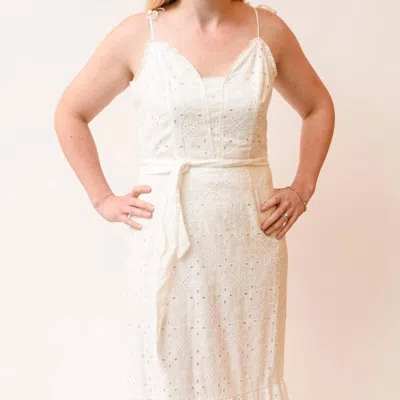 Paige Seryne Eyelet Midi Dress In White