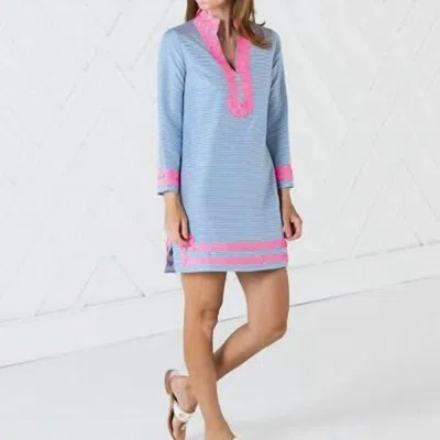 Sail To Sable Sleeveless Pink And Blue Tunic Dress In Hydra