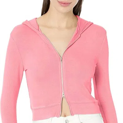 Nia Cropped Hacci Hoddie In Bubble Gum In Pink