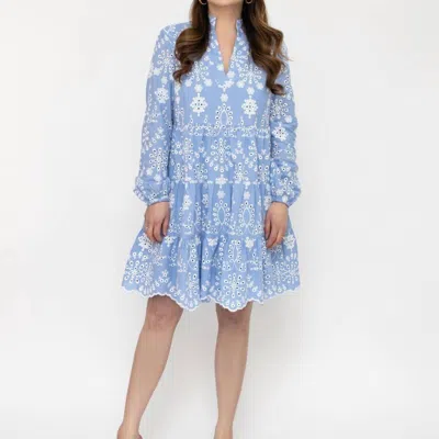 Sail To Sable Charlotte Eyelet Dress In Hydrangea In White