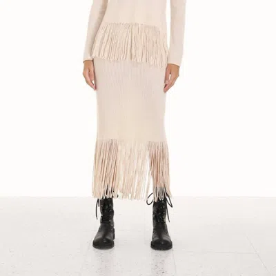Zimmermann Kaleidoscope Fringed Cashmere-blend Midi Skirt In White