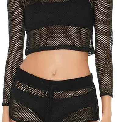 L*space Women Sarah Long Sleeve Seamless Fit Mesh Cropped Top In Black