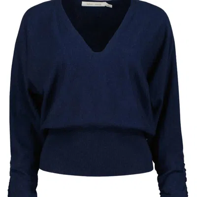 Bishop + Young Ava Ruche Sleeve Sweater In Blue