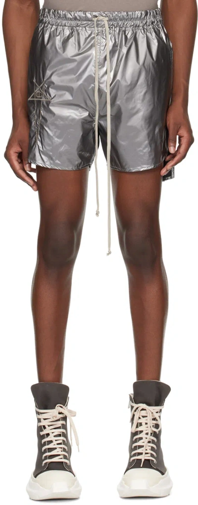 Rick Owens Silver Champion Edition Dolphin Shorts In 18 Silver
