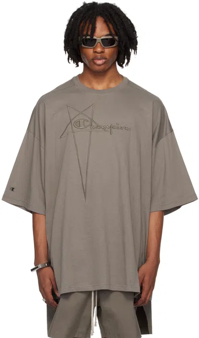 Rick Owens Gray Champion Edition Tommy T-shirt In 34 Dust