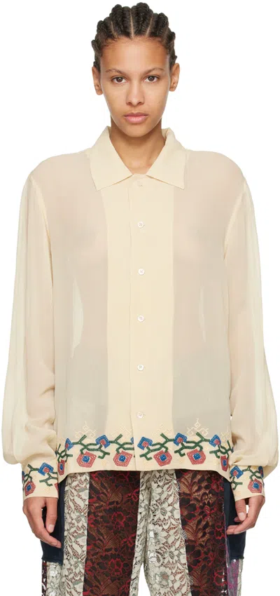 Bode Beige Flowering Liana Shirt In Crmlt Cream Multi