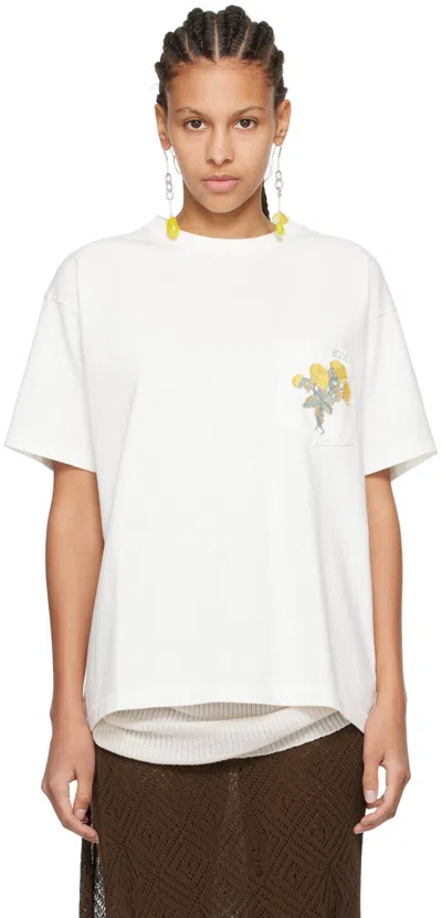 Bode Off-white Bouquet T-shirt In Cream
