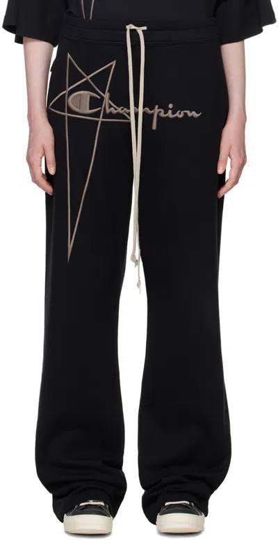 Rick Owens Black Champion Edition Dietrich Lounge Trousers In 09 Black