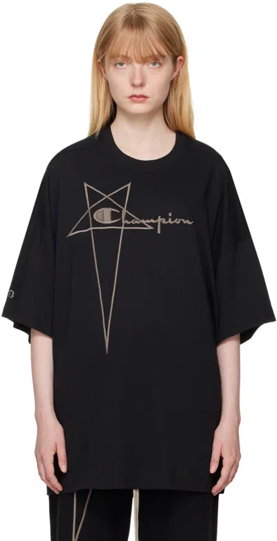 Rick Owens Black Champion Edition Tommy T-shirt In 09 Black