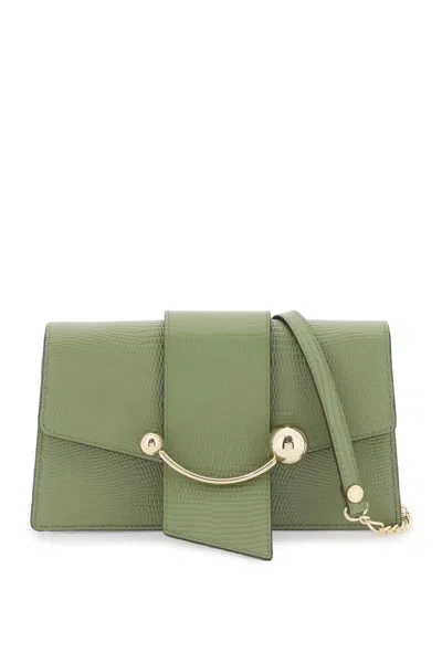 Strathberry Crescent On A Chain Crossbody Mini Bag In Verde