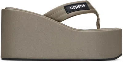 Coperni Gray Branded Wedge Sandals In Grey