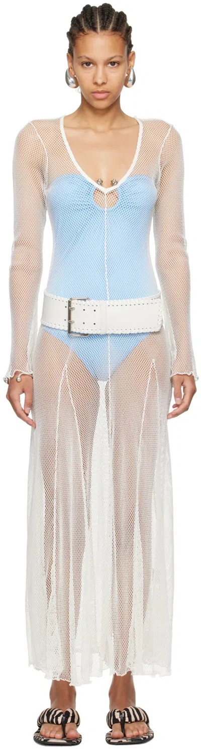 Gimaguas Off-white Rete Maxi Dress In Ecru