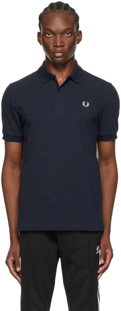Fred Perry Navy Embroidered Polo In 795