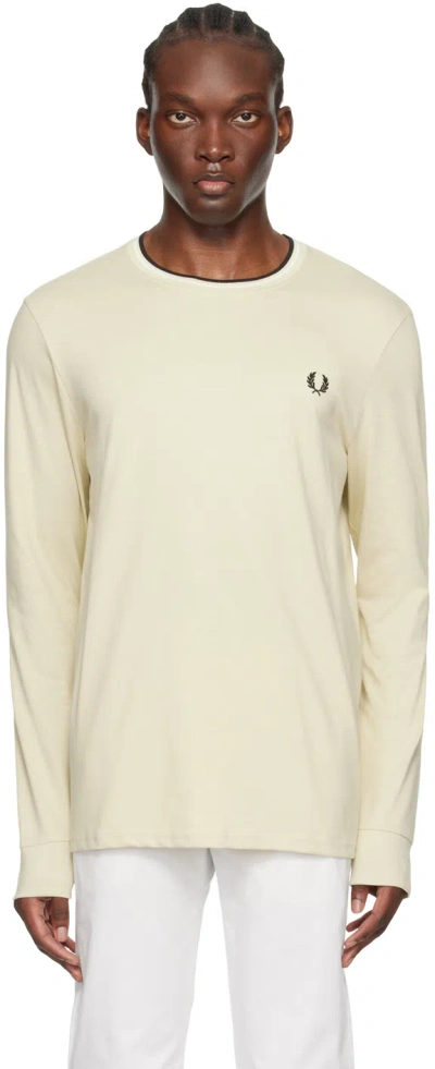 Fred Perry Twin Tipped Long Sleeved T Shirt Beige