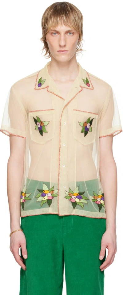 Bode Off-white Embroidered Suncherry Shirt In White Multi