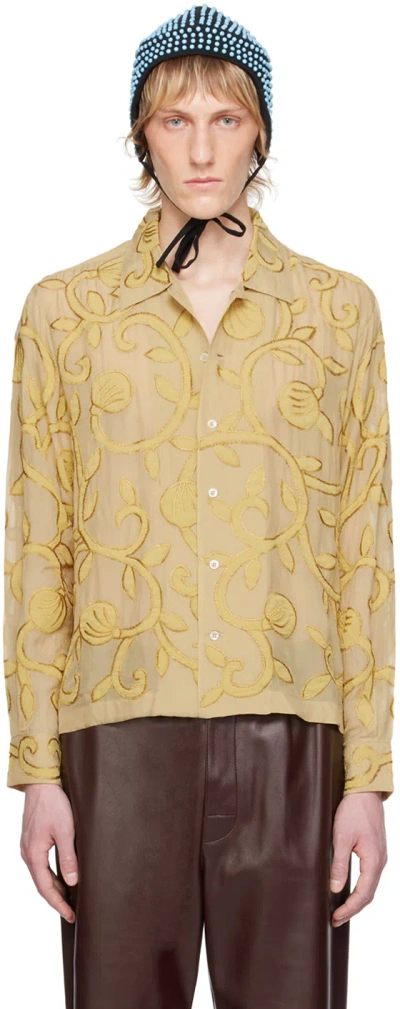 Bode Yellow Haralayne Shirt In Ocre