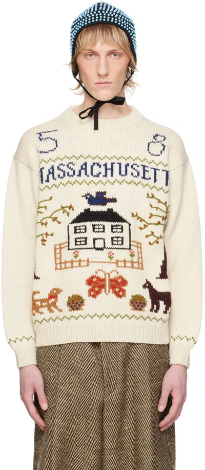 Bode Off-white Homestead Sampler Sweater In Cream