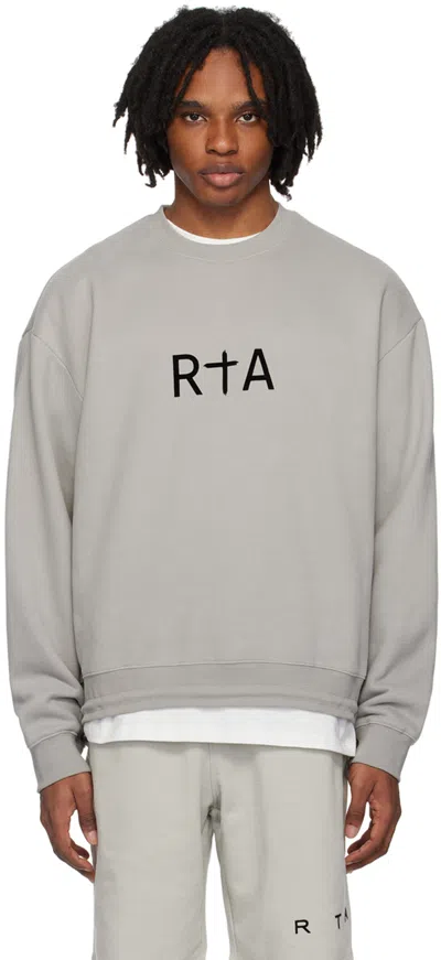 Rta Gray Flocked Sweatshirt In Dove Grey
