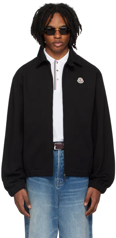 Moncler Black Zip Sweatshirt In Smoky Black 998