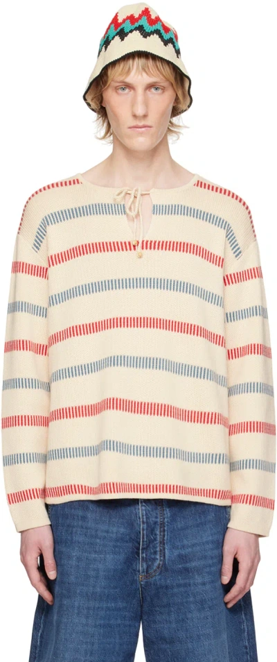 Bode Off-white Bay Stripe Sweater In Crmlt