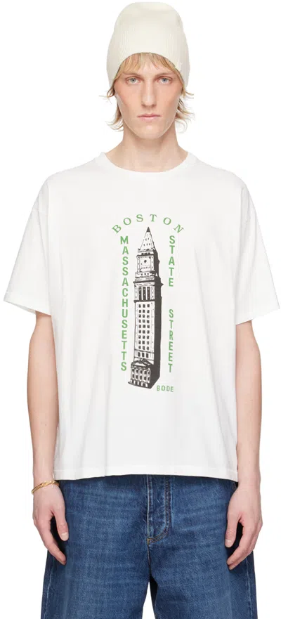 Bode Logo-print Cotton T-shirt In White