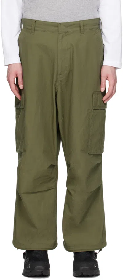 Neighborhood Green Wide Cargo Trousers In Olive Drab