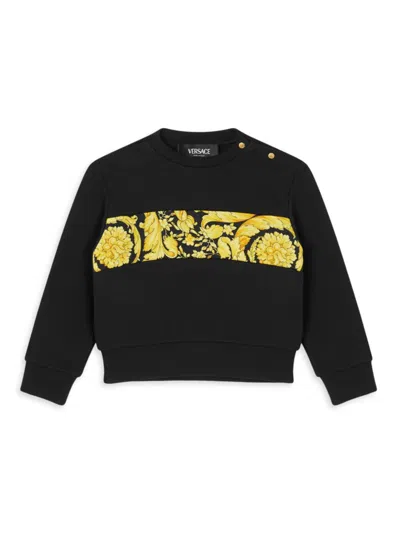Versace Babies' Barocco-stripe Jersey Sweatshirt In Black Gold