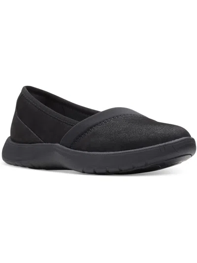 Cloudsteppers By Clarks Adella Pace Womens Faux Suede Round Toe Flat Shoes In Black