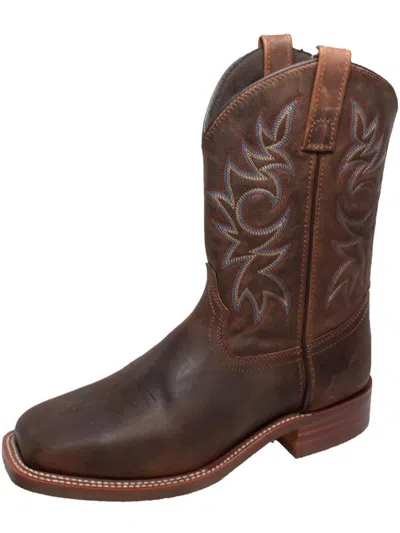 Adtec 9828 Mens Leather Square Toe Cowboy, Western Boots In Brown