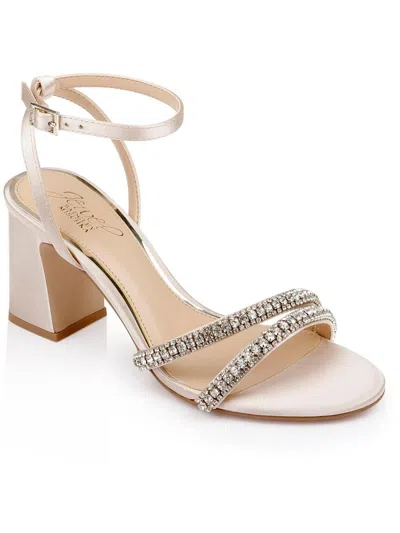 Jewel Badgley Mischka Rosa Womens Faux Leather Ankle Strap In White