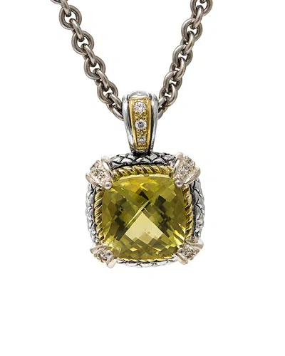 Andrea Candela Alhambra 18k & Silver 6.36 Ct. Tw. Diamond & Lemon Quartz  Necklace In Multi