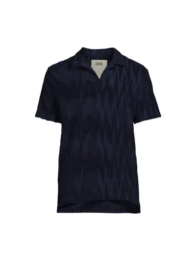 Oas Men's Glitch Polo Terry Shirt Blue