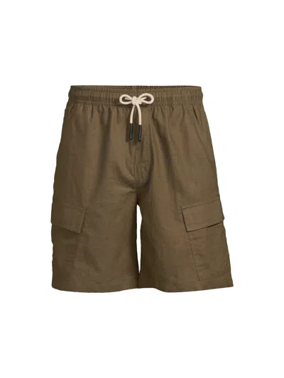 Oas Men's Army Cargo Linen Shorts In Brown