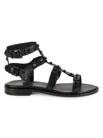Ash Women's Conestud Leather Gladiator Flat Sandals In Black