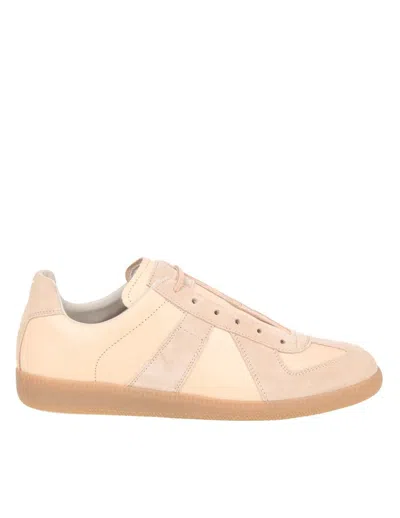 Maison Margiela Suede And Fabric Sneakers In Beige