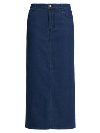 Tove Sera Denim Midi Skirt In Mid Blue
