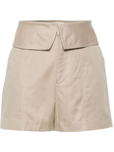 Frame Folded-waist Shorts In Nude