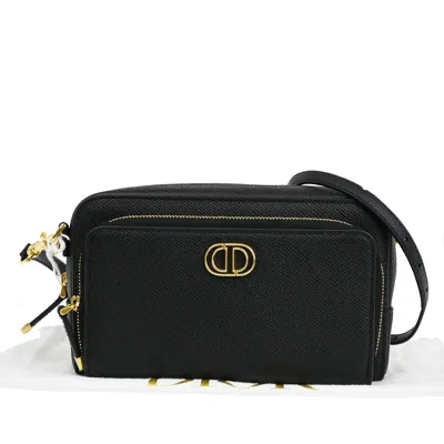 Dior Caro Black Leather Shoulder Bag ()