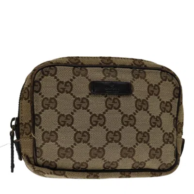 Gucci Gg Canvas Beige Canvas Clutch Bag () In Brown