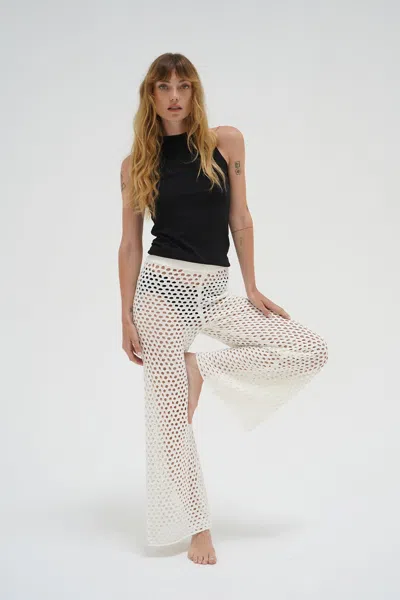 Lna Clothing Kismet Open Knit Pant In Ivory