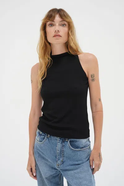 Lna Clothing Sabine Double Layer Tank In Black