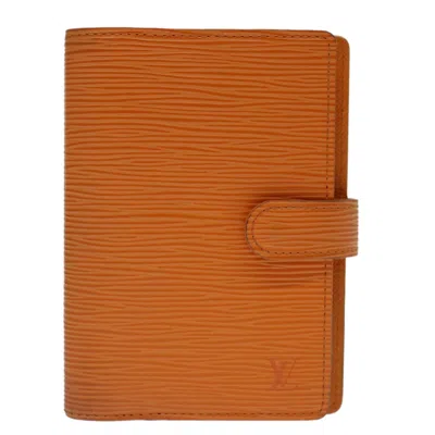 Pre-owned Louis Vuitton Agenda Pm Orange Leather Wallet  ()