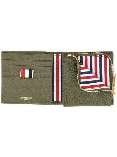 Thom Browne Leather Wallet In Green