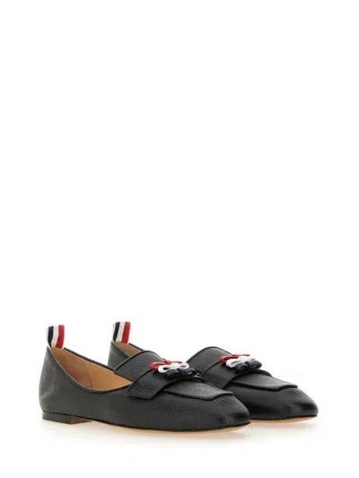 Thom Browne Three Bow Moccasin In Black
